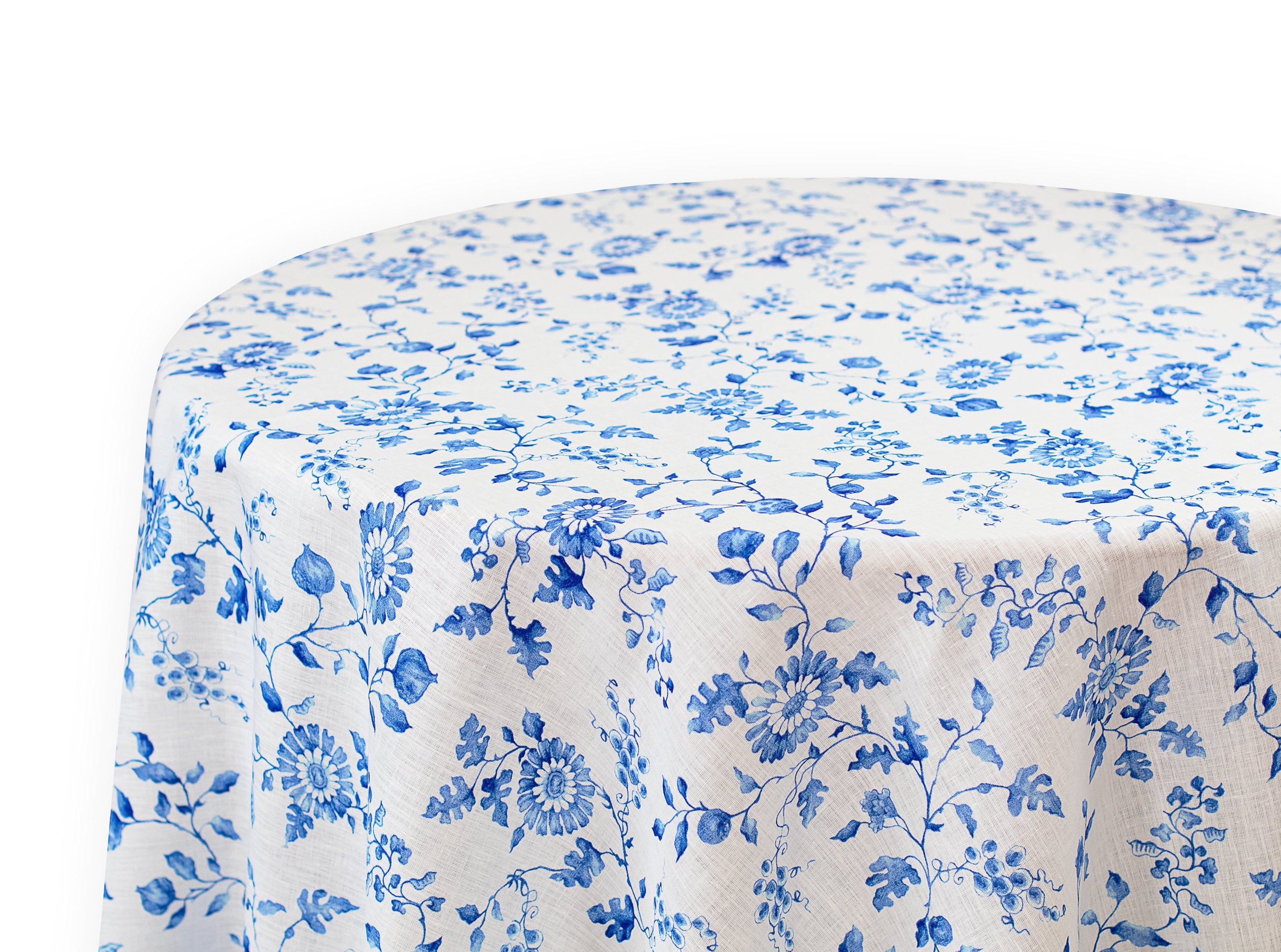 Mers de Chine Blue Printed Linen Tablecloths
