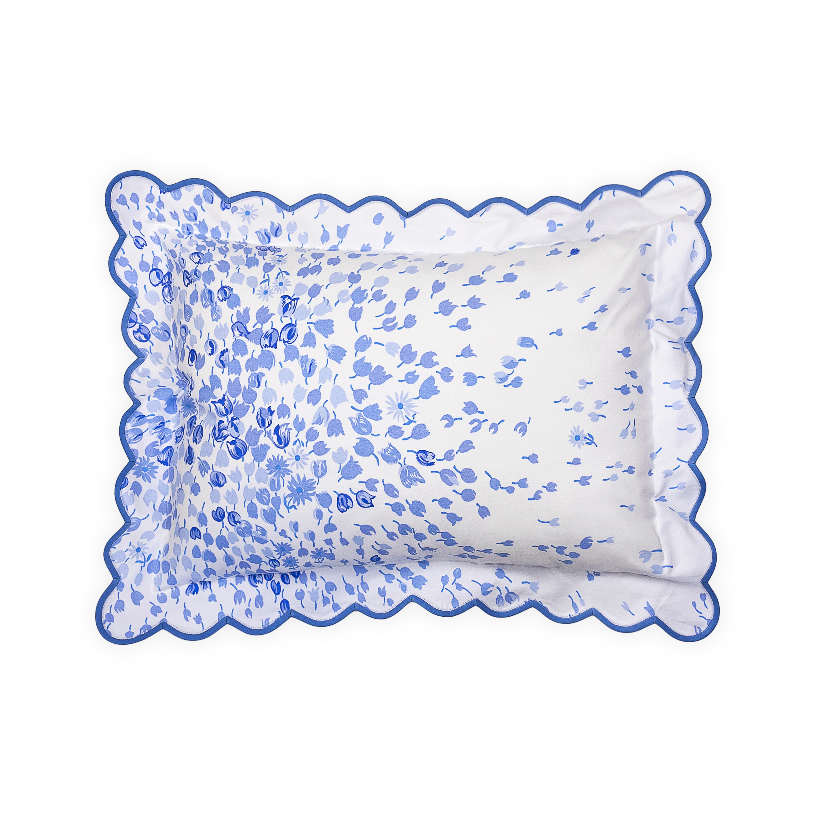 Bouquet Eclaté Periwinkle Scallop Boudoir Shams