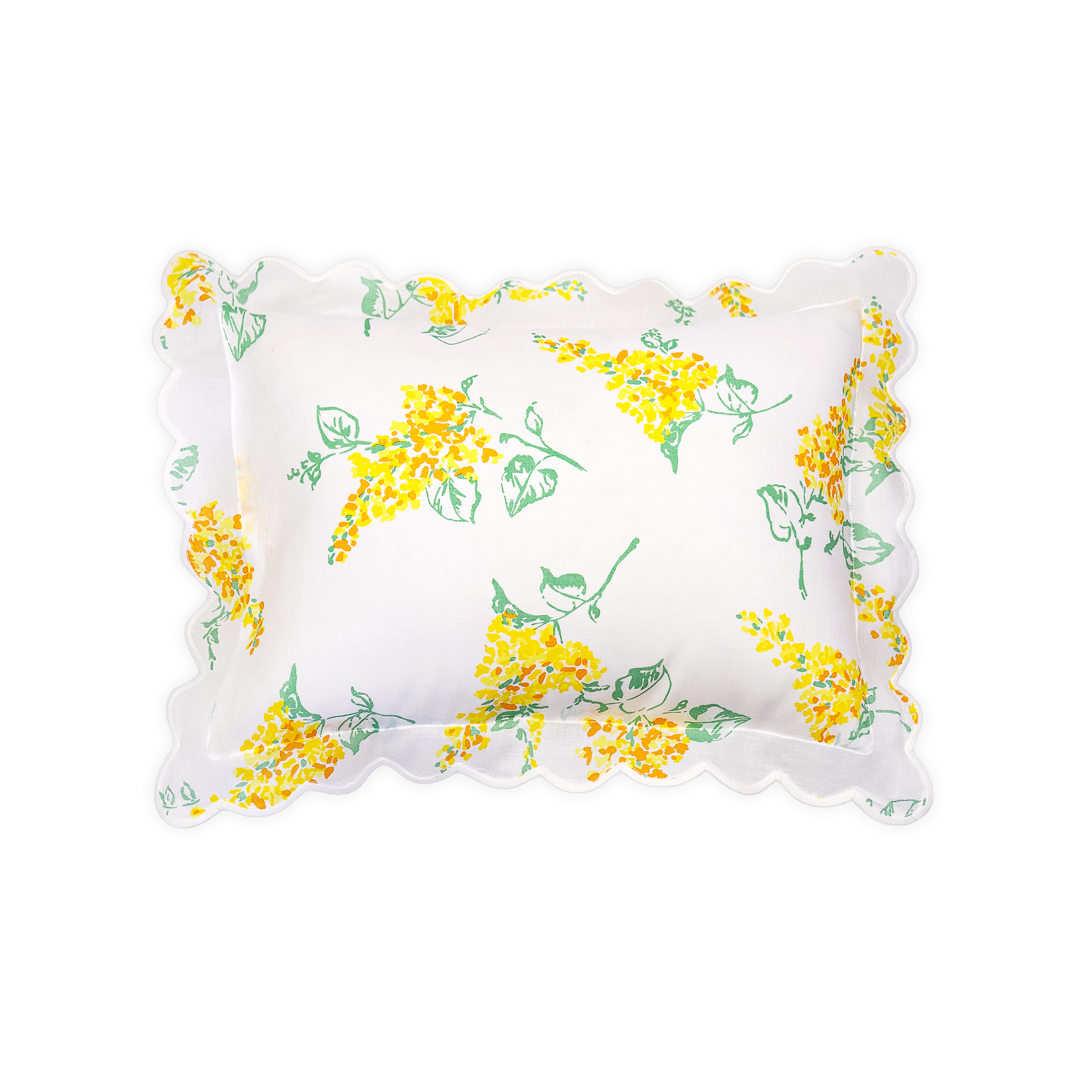 Lilas Yellow Voile Scallop Boudoir Shams
