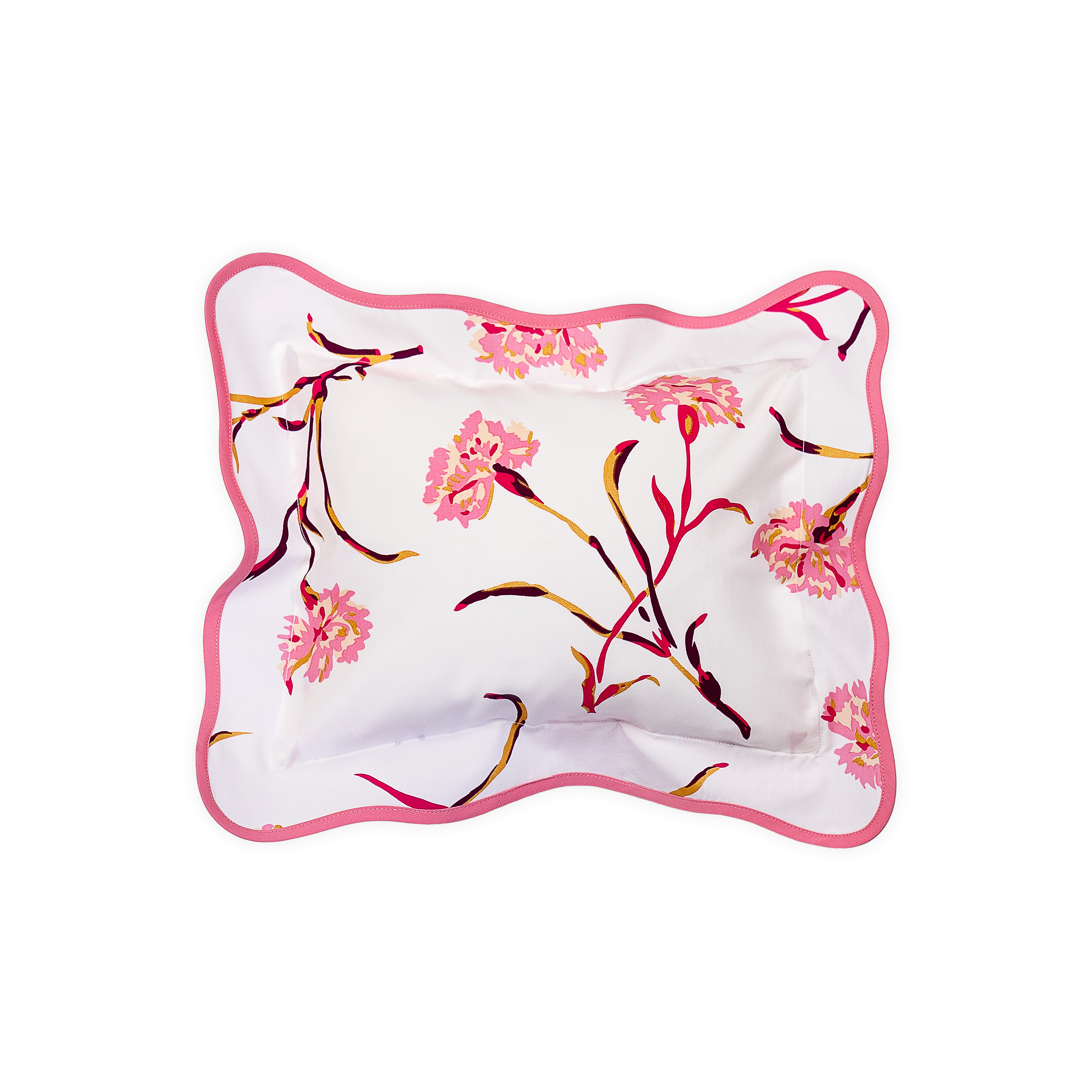 Carnations Pink/Burgundy Wavy Elbow Shams