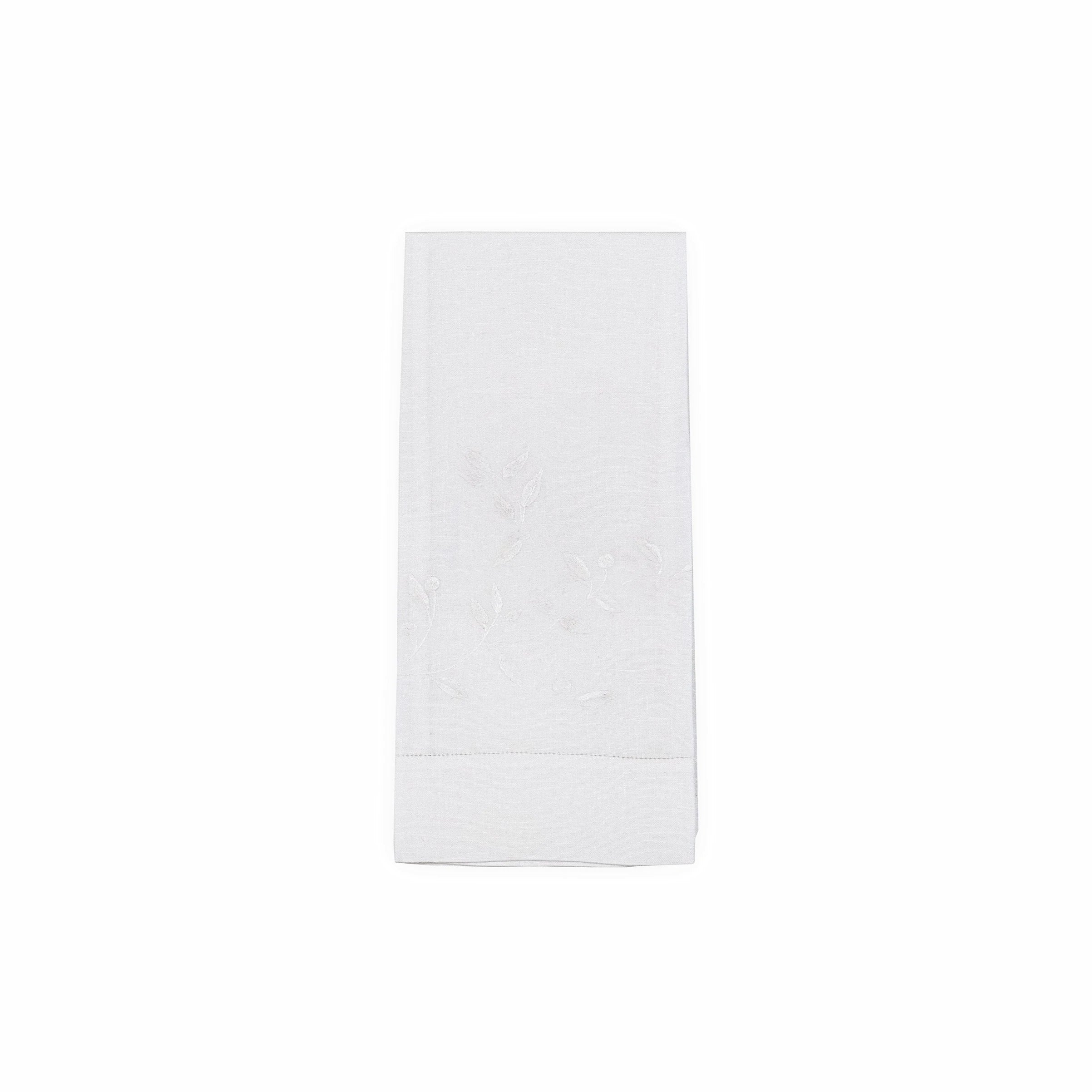Feuilles d'Olivier White Emb. Guest Towels