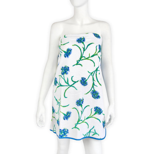Carnations Blue/Green Terry Wrap