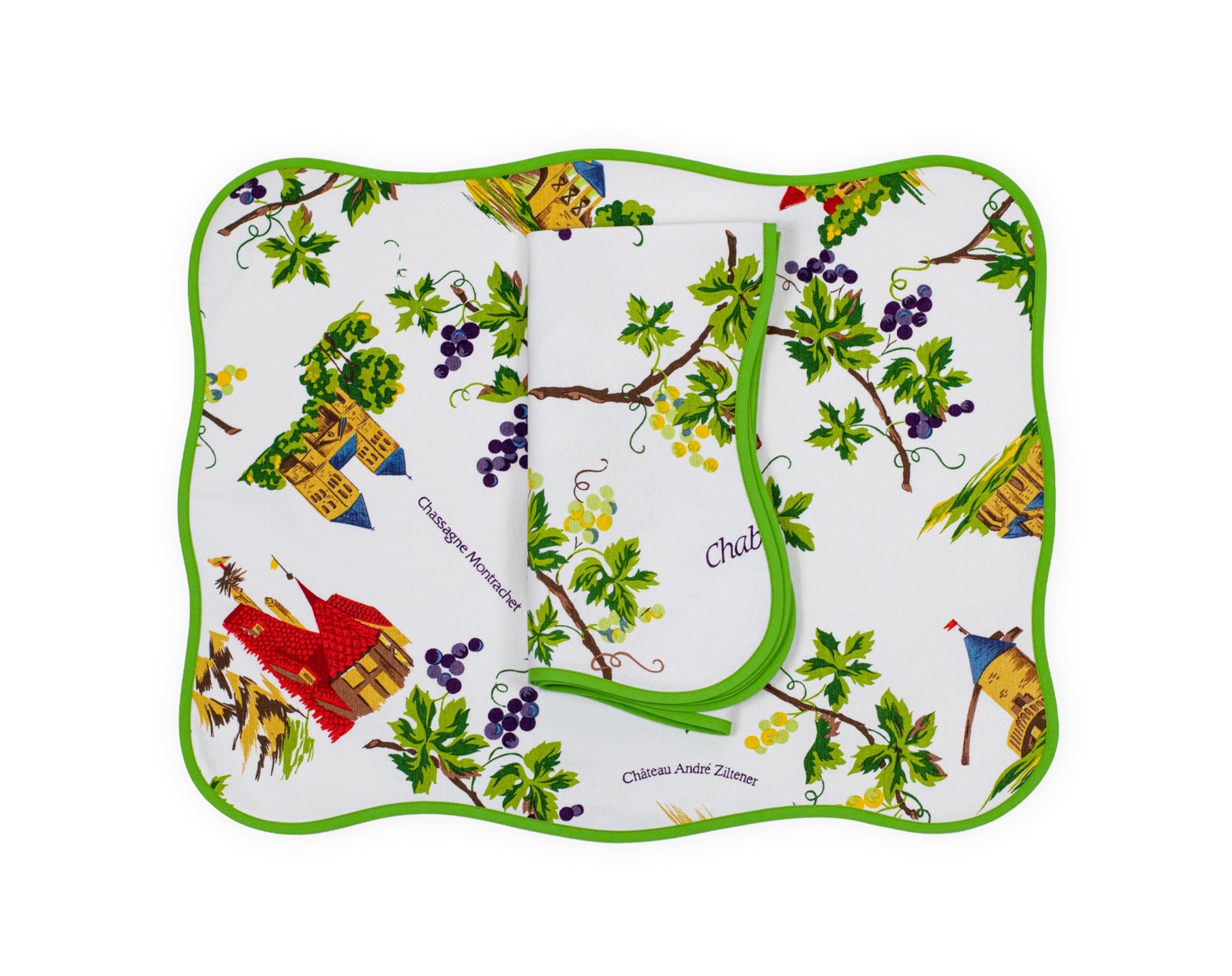 Vins de France Printed Placemat/Napkin Set