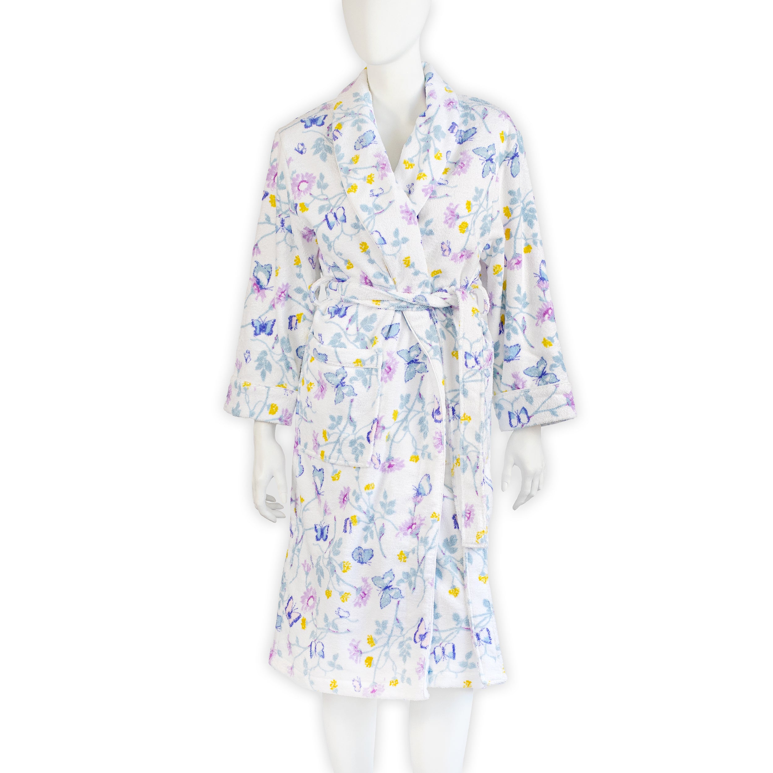 Fleurs et Papillons Blue Terry Robes
