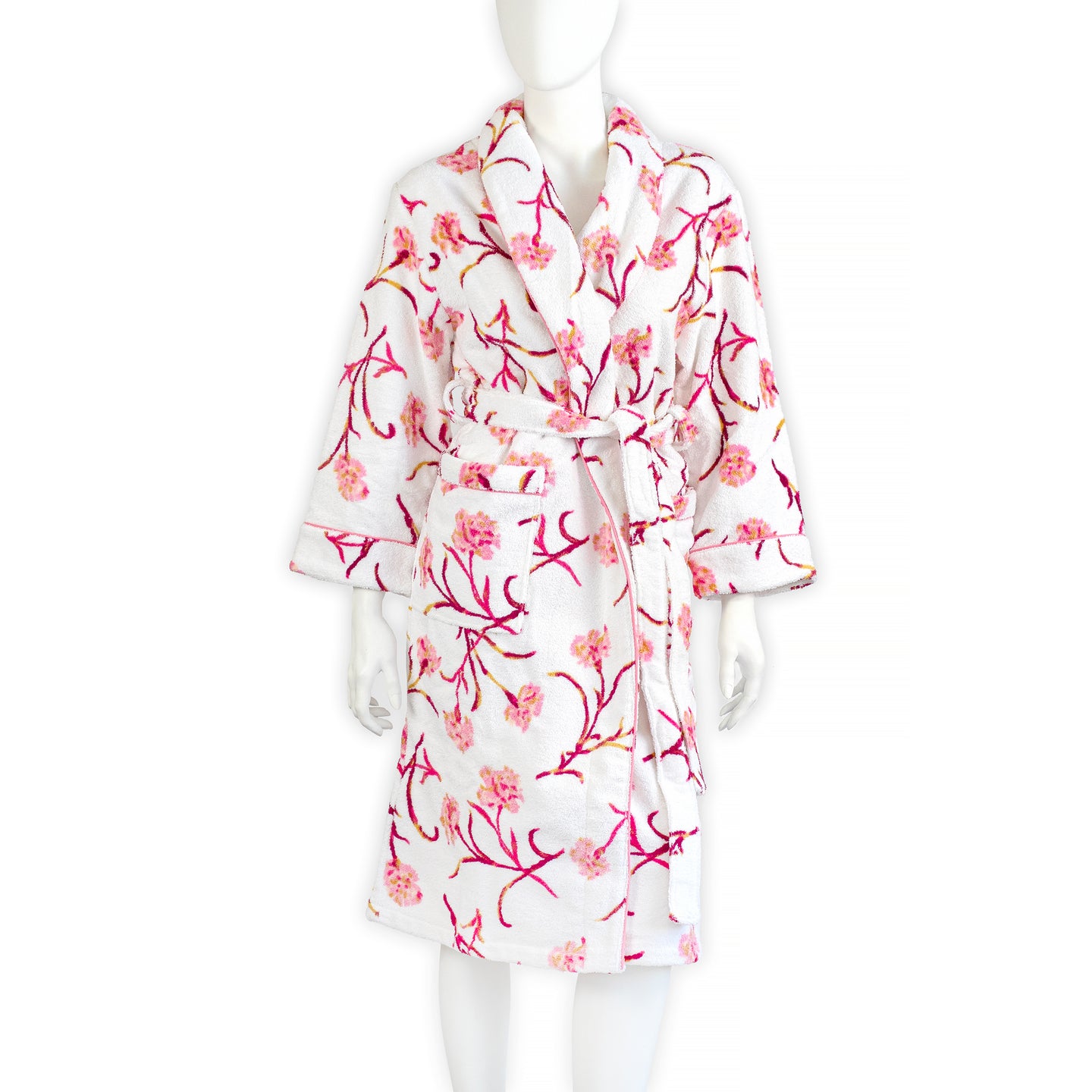 Carnations Pink/Burgundy Terry Robe