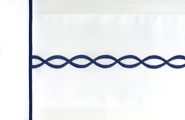 Lacet Navy Emb. Bed Linens