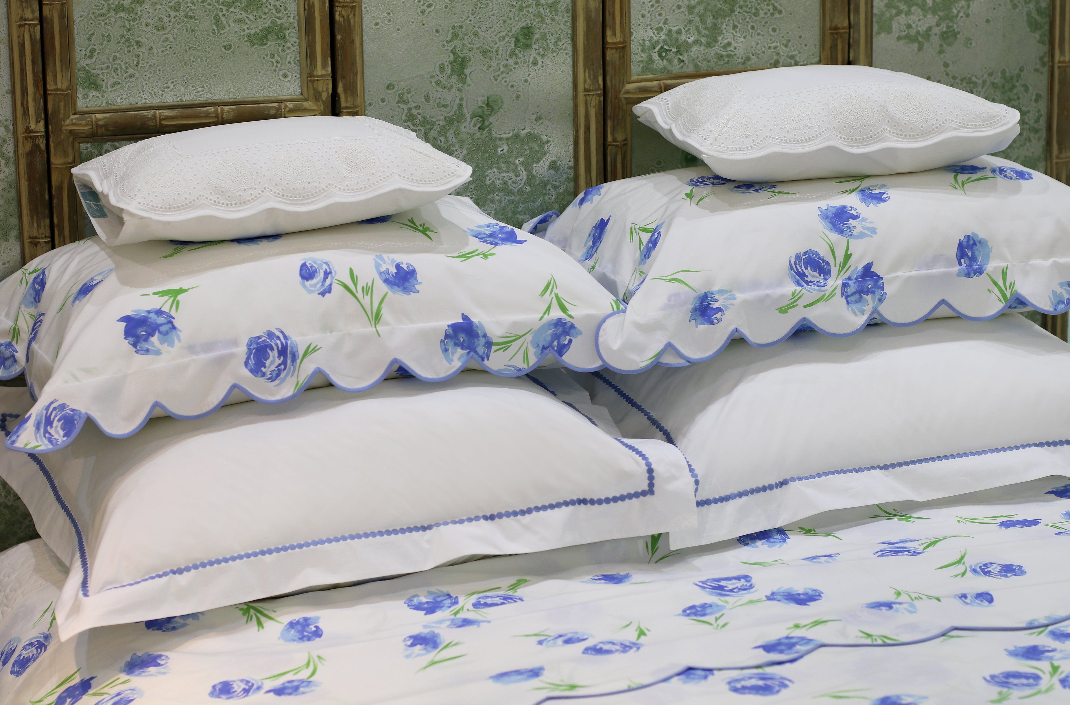 Etcetera Blue Emb. Bed Linens