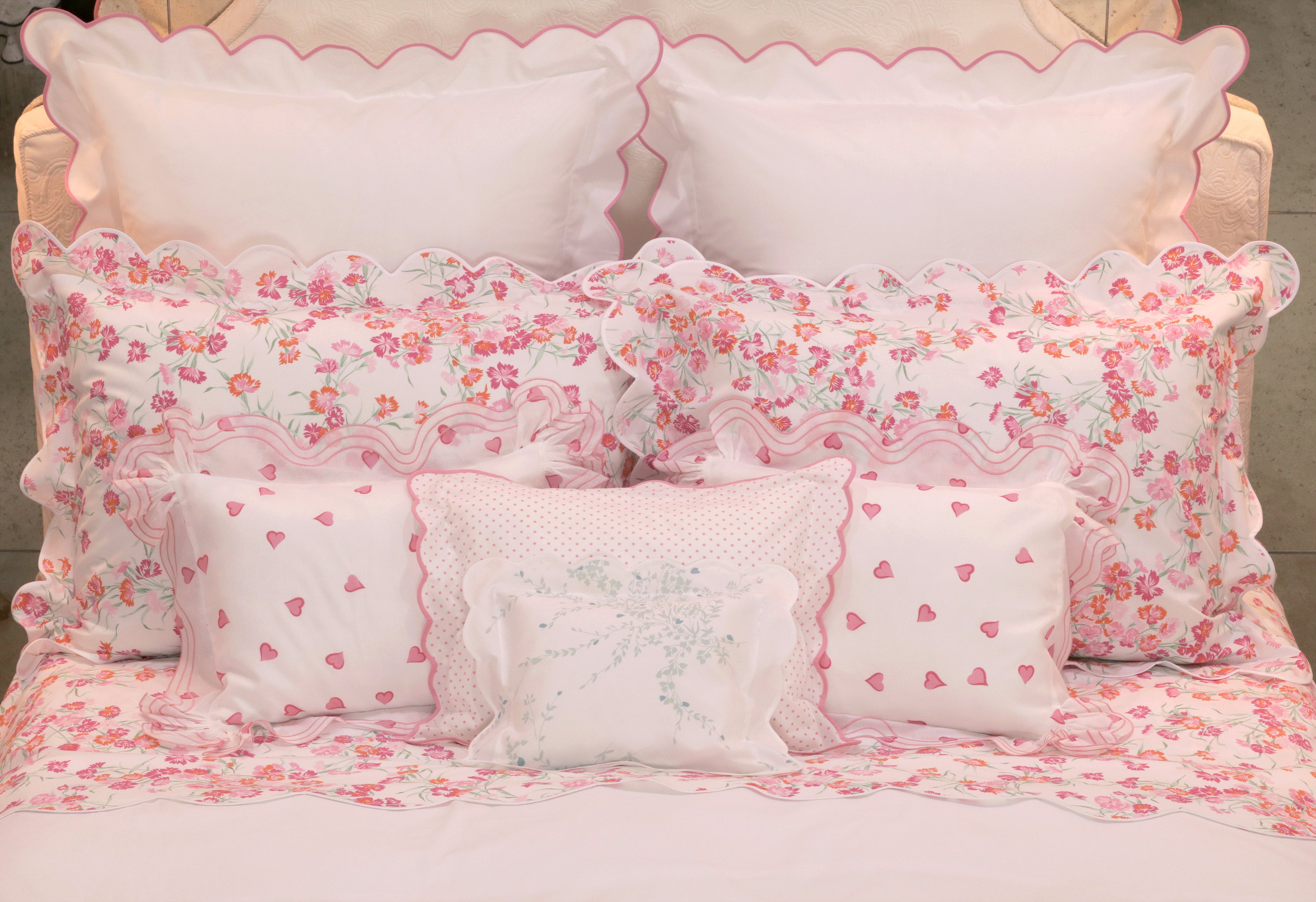 Coeurs Pink Ruffle Boudoir Shams