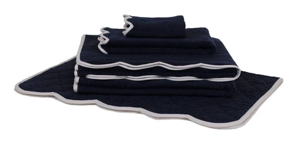 Solid Black / Scallop Sand Towels