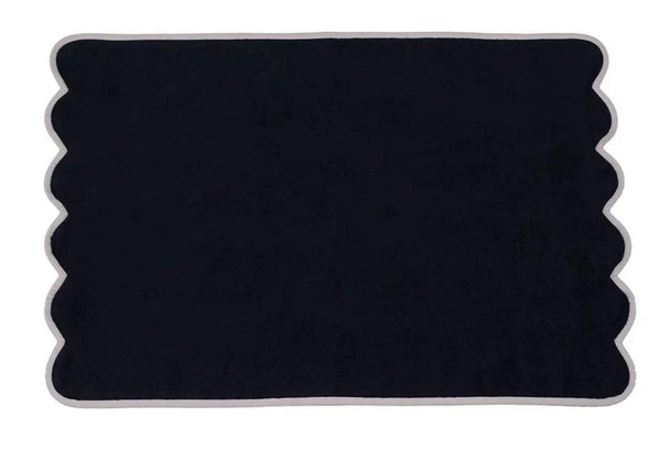 Solid Black / Scallop Sand Towels