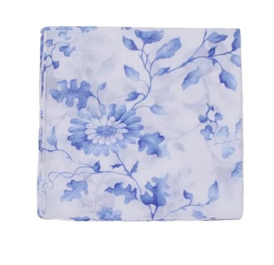 Printed Mers de Chine Blue Handkerchief