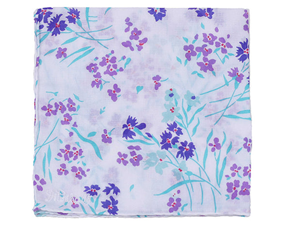 Printed Fleurs des Champs Purple Handkerchief