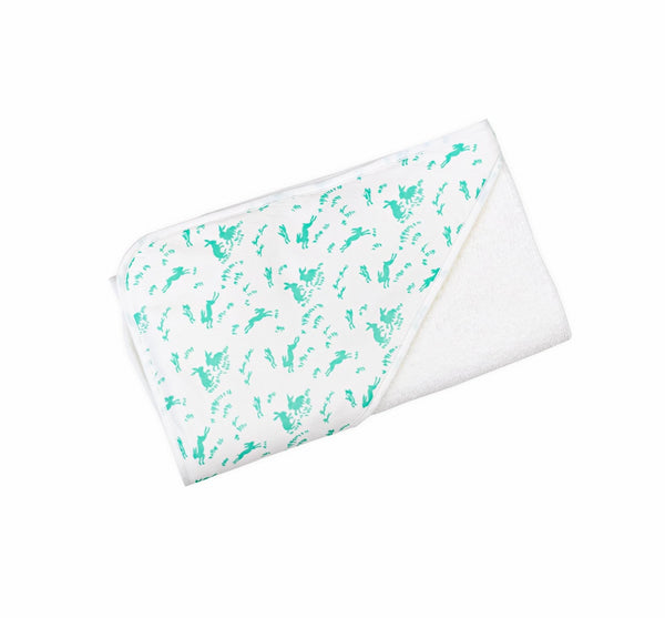 Lapins Mint Green Printed Hooded Towel