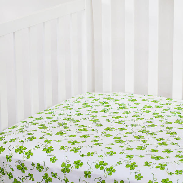 Trèfles Green Fitted Crib Sheet