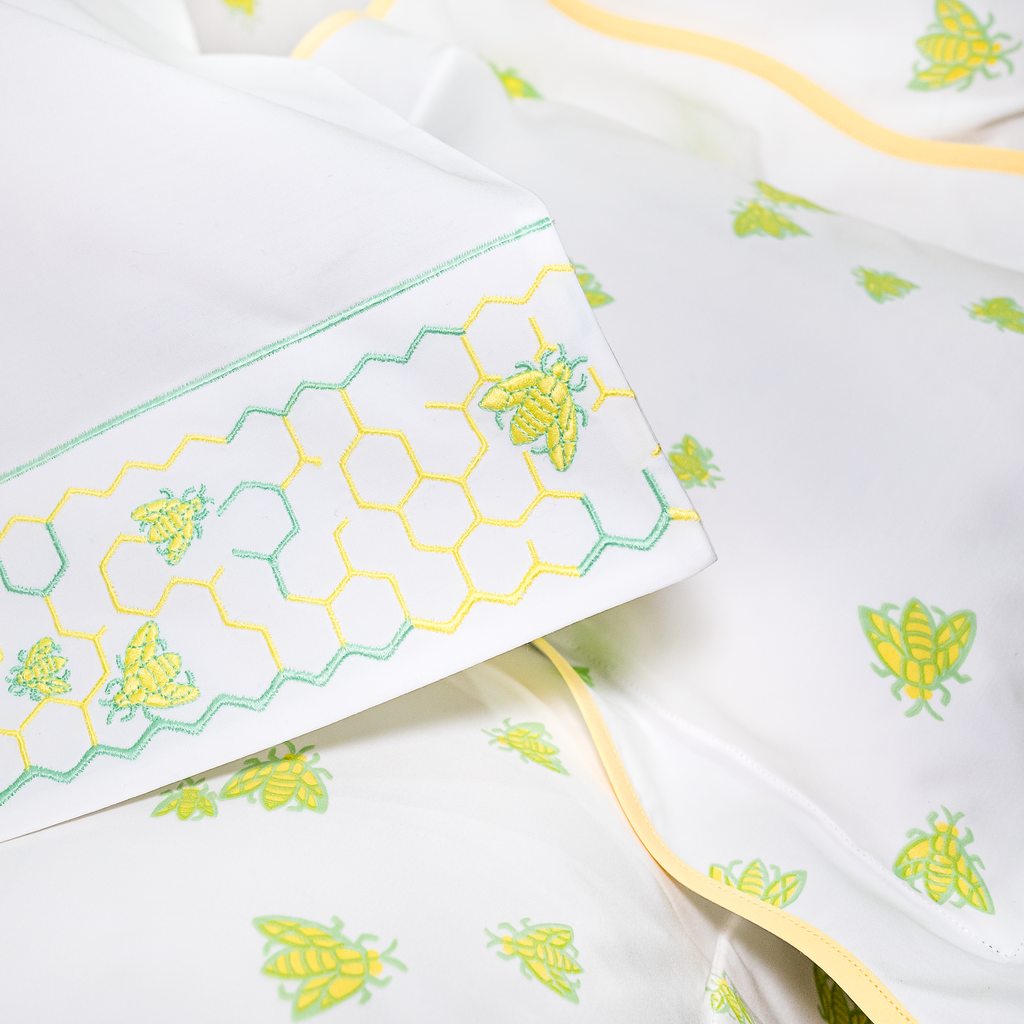 Abeilles Green/Yellow Printed Bed Linens