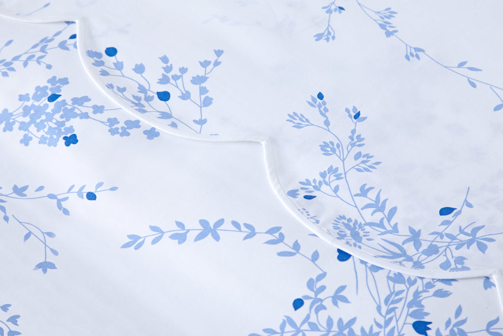 Jeté de Fleurs Blue Scallop Twin Sheet Sets