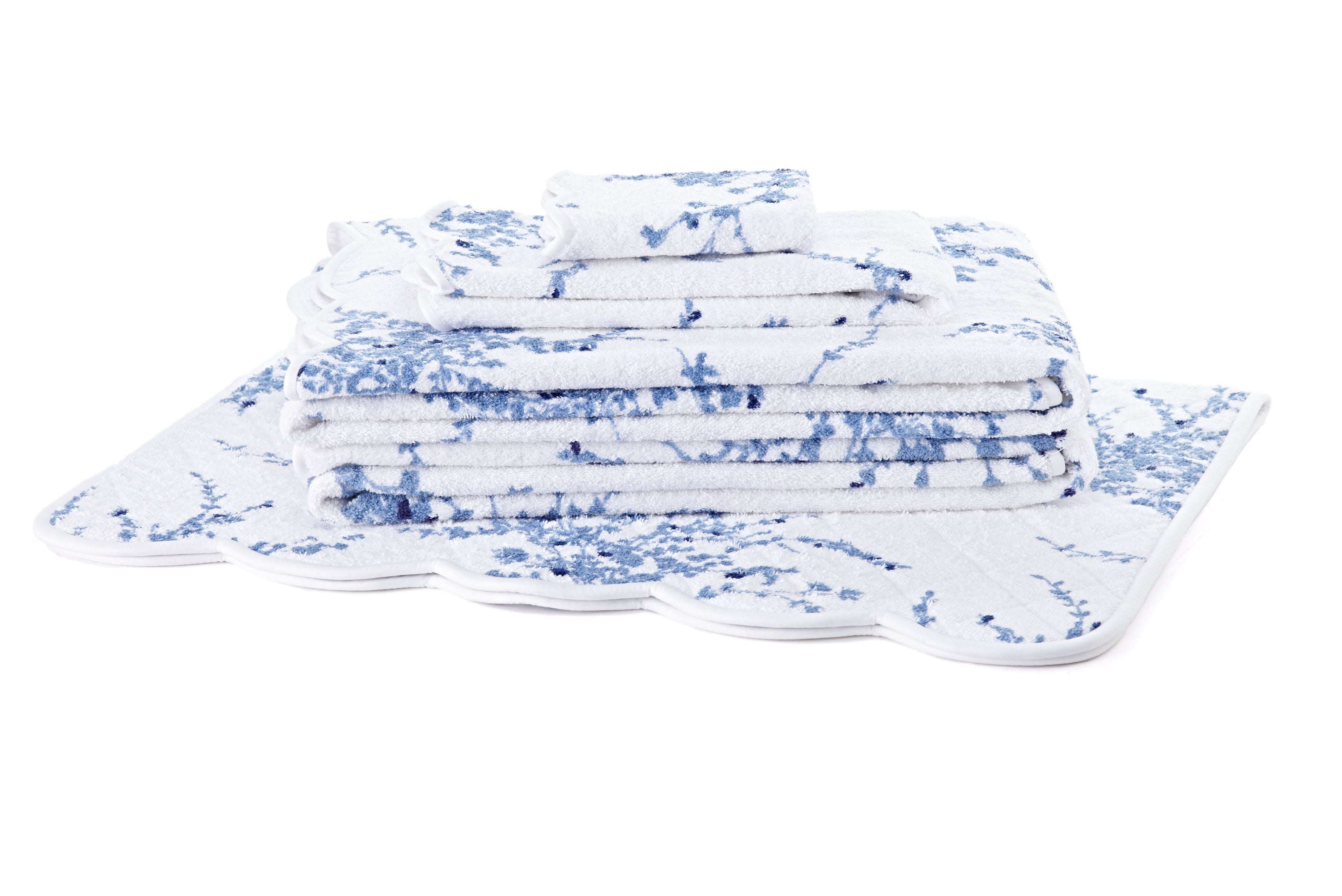 Jeté de Fleurs Blue Towels – D Porthault