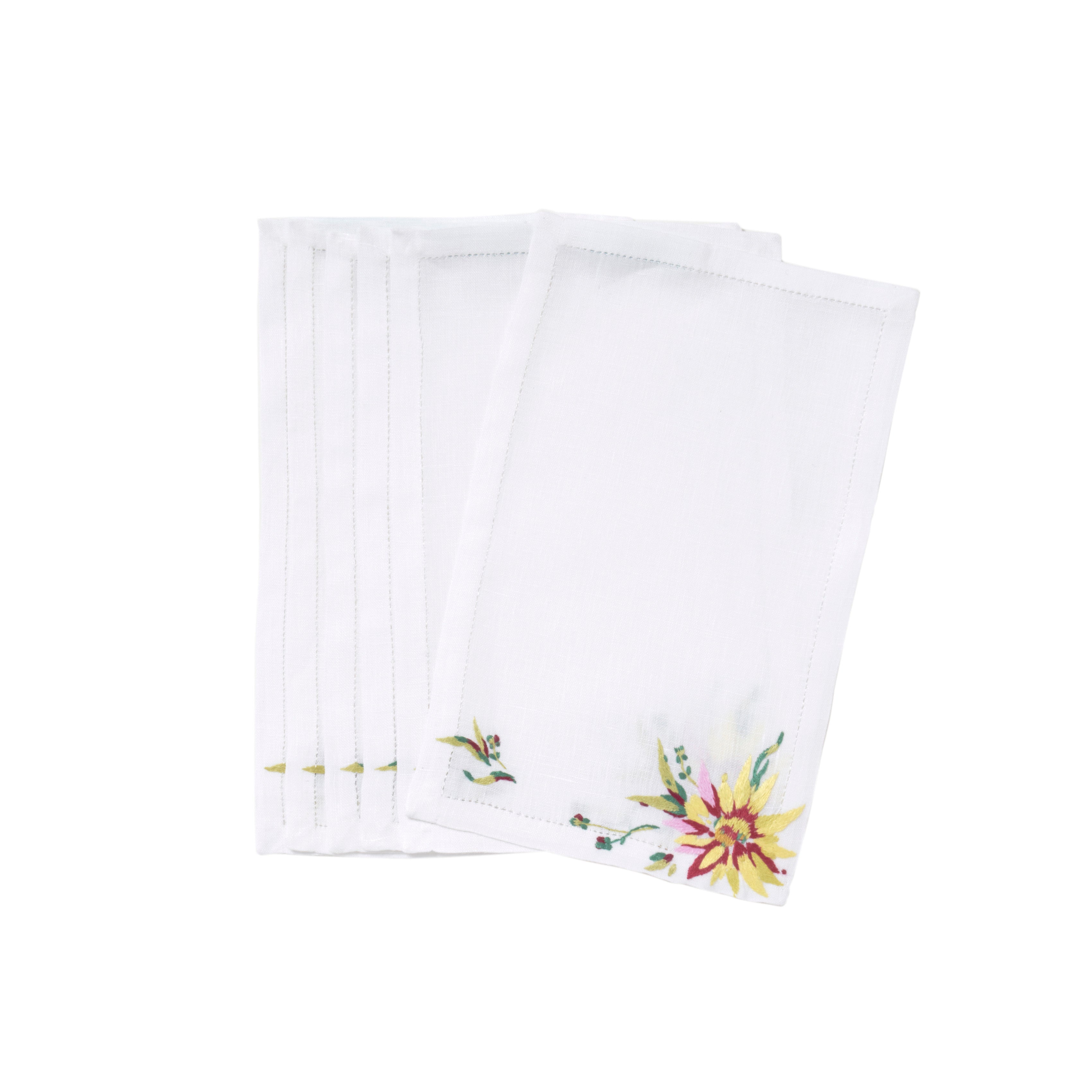 Dahlia Emb. Cocktail Napkin Sets