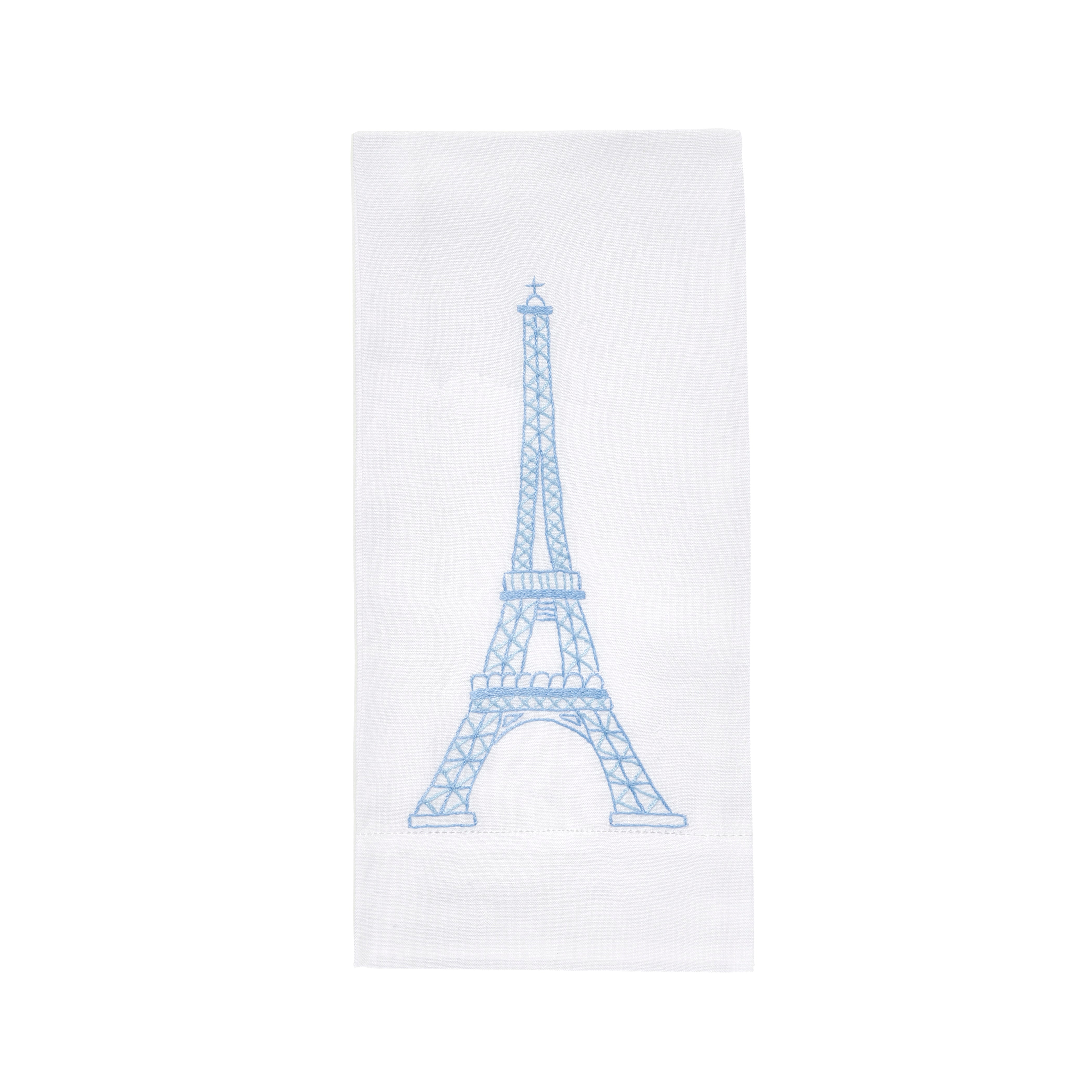 Eiffel Tower Light Blue Emb. Guest Towels
