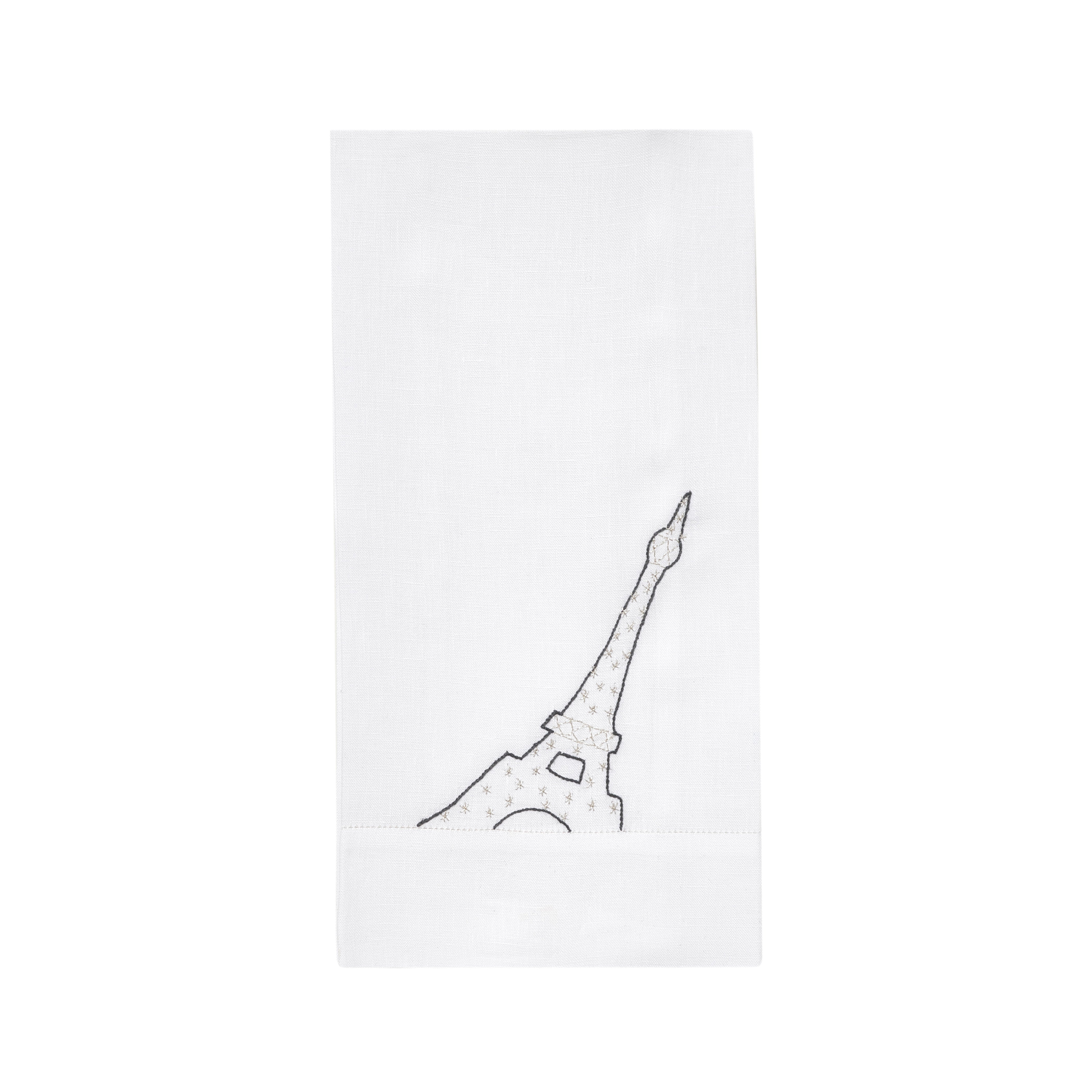 Eiffel Tower Grey/Silver Emb. Guest Towels