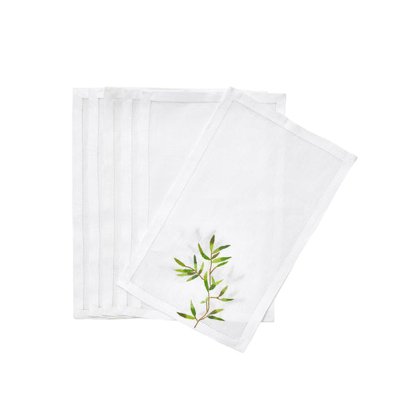 Papyrus Green Emb. Cocktail Napkin Sets