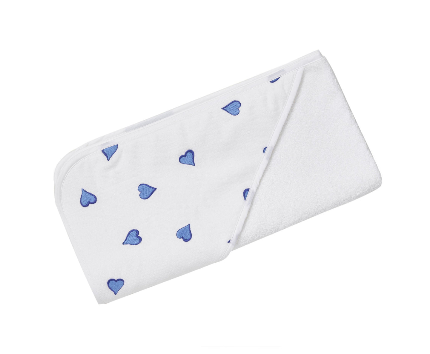 Embroidered Blue Hearts Hooded Towels