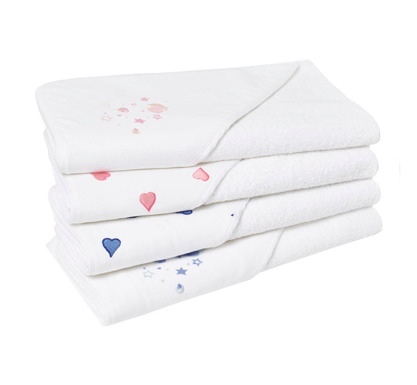 Coeurs Blue Embroidered Hooded Towel