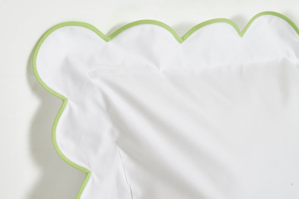 White with #612 Lime Green Scallop Bed Linens