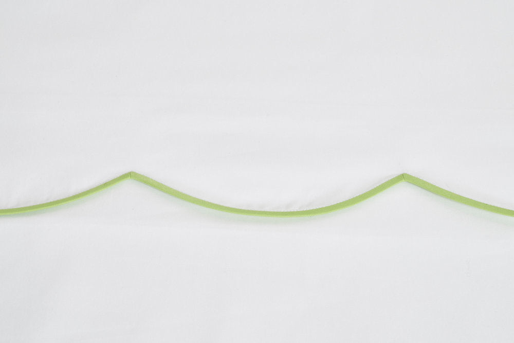 White with #612 Lime Green Scallop Bed Linens