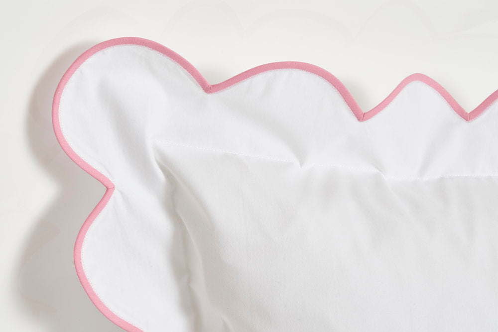 White with #206 Light Pink Scallop Bed Linens
