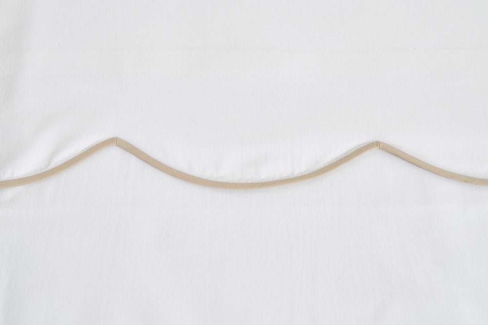 White with #644 Sand Scallop Bed Linens