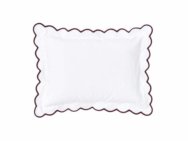 White with #191 Burgundy Scallop Bed Linens
