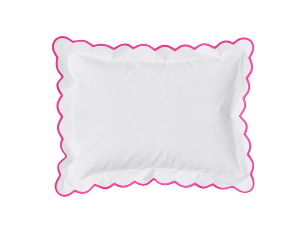 White with #902 Dark Pink Scallop Bed Linens