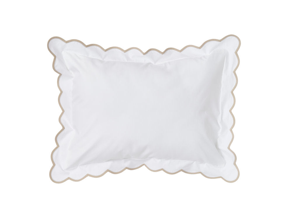 White with #644 Sand Scallop Bed Linens