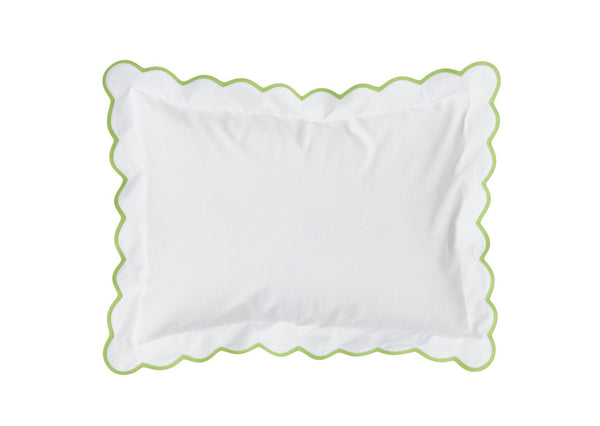 White with #612 Lime Green Scallop Bed Linens