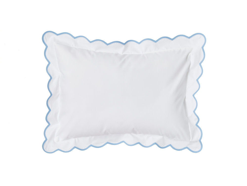 White with #508 Light Blue Scallop Bed Linens