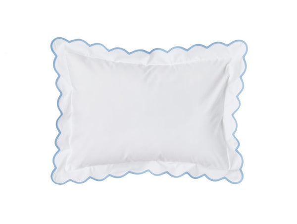 White with #508 Light Blue Scallop Bed Linens