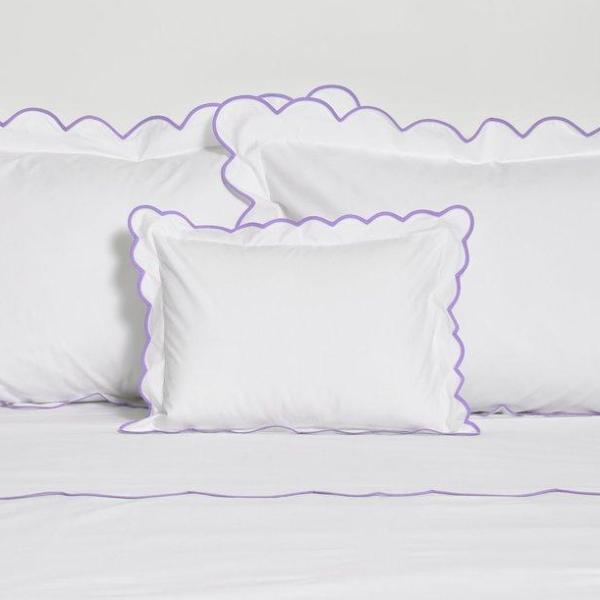 White with lilac scallop