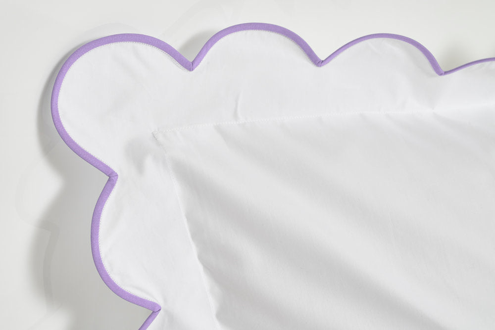 White with #229 Lilac Scallop Bed Linens