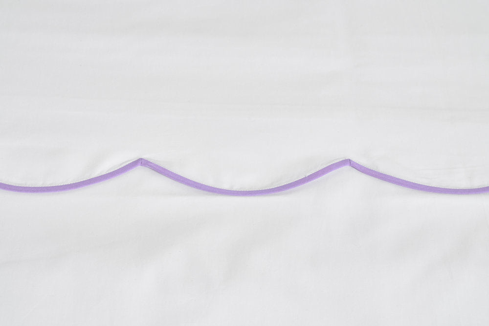 White with #229 Lilac Scallop Bed Linens