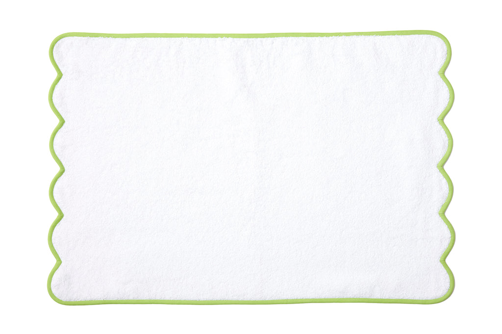 Solid White / #612 Lime Green Scallop Towels