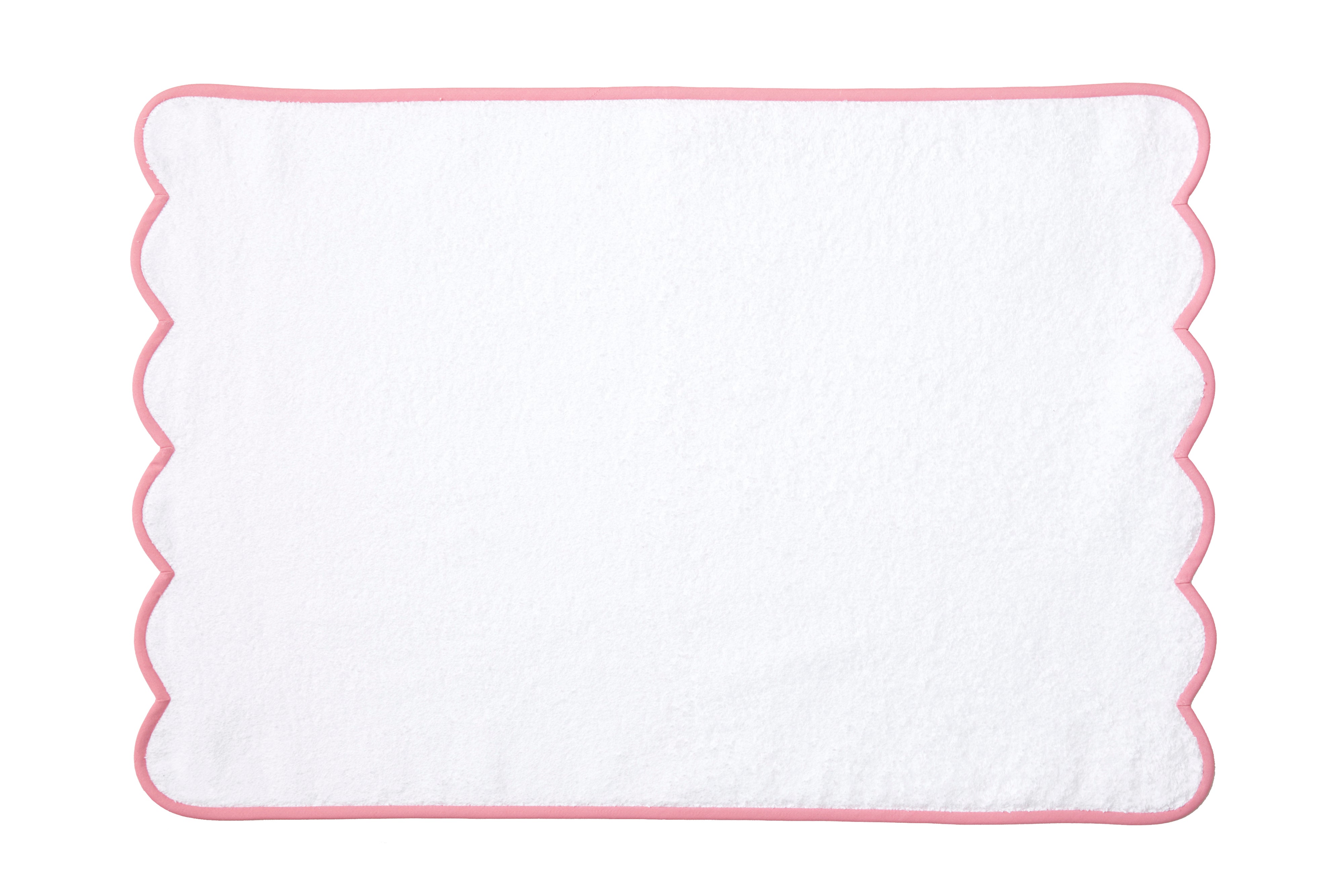 Solid White with #206 Pink Scallop Towels