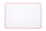 Solid White with #206 Pink Scallop Towels