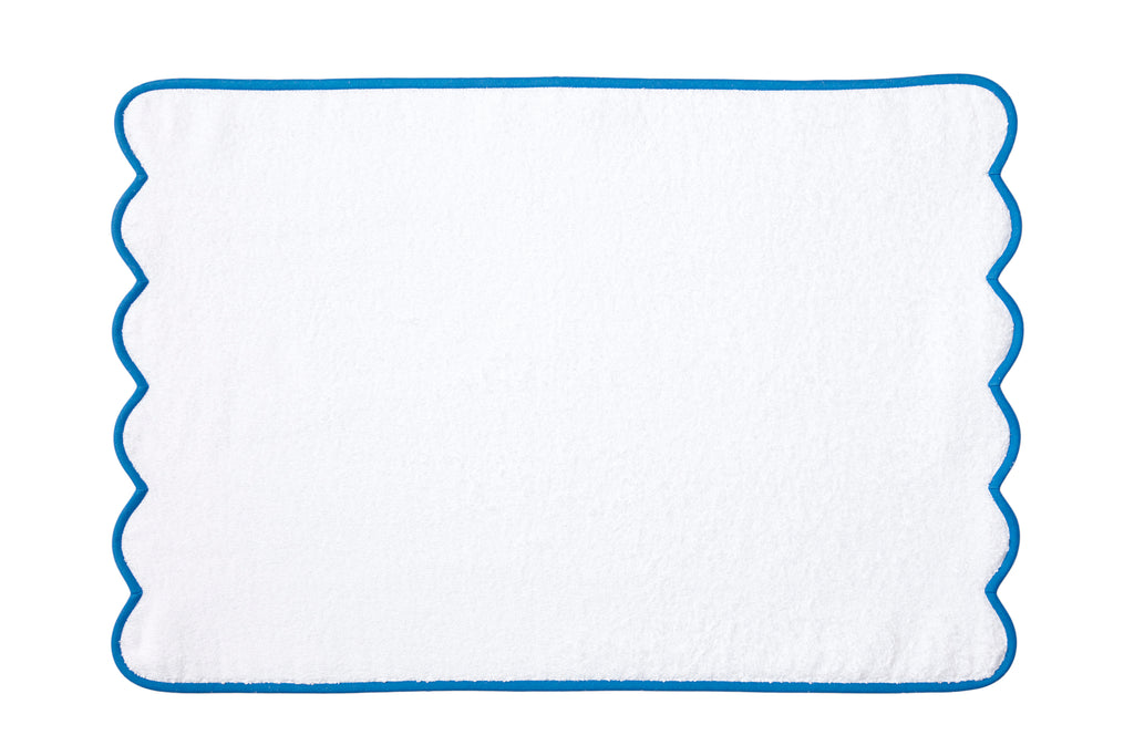 Solid White / #45 Blue Scallop Towels