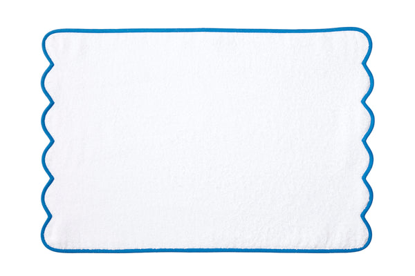 Solid White / #45 Blue Scallop Towels