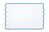 Solid White / #45 Blue Scallop Towels