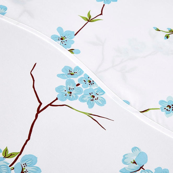 Fleurs de Pêcher Blue Bed Linens