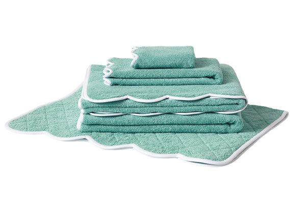 Solid #194 DP Blue / Scallop White Towels