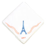 Embroidered Eiffel Tower Blue/Orange Handkerchief