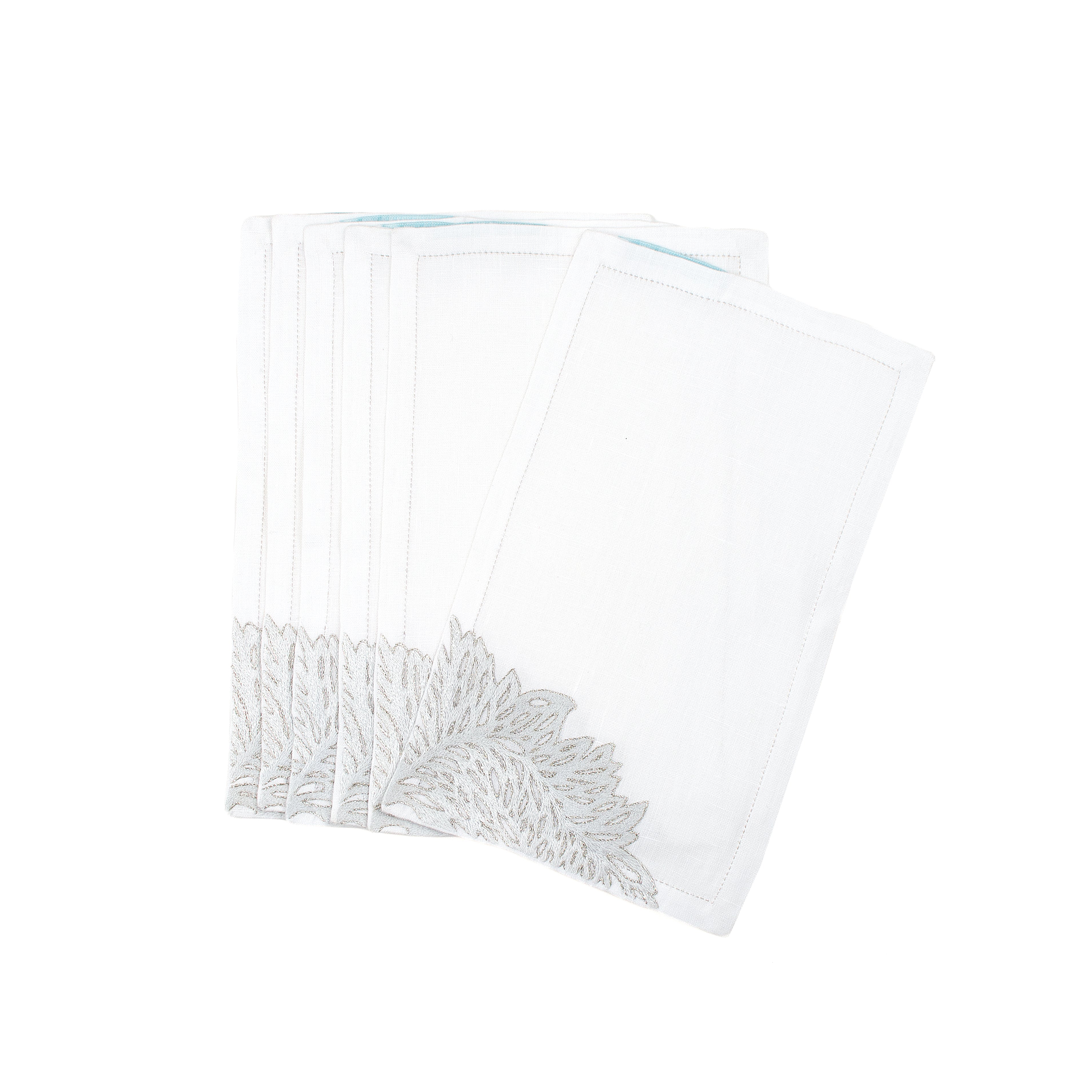 Givre d'Hiver Grey/Silver Emb. Cocktail Napkin Sets